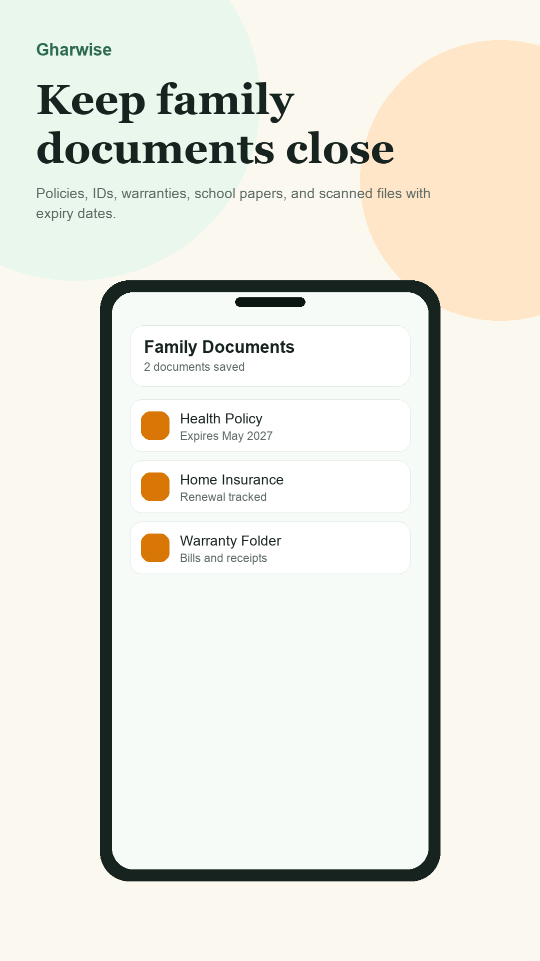 Family documents screenshot